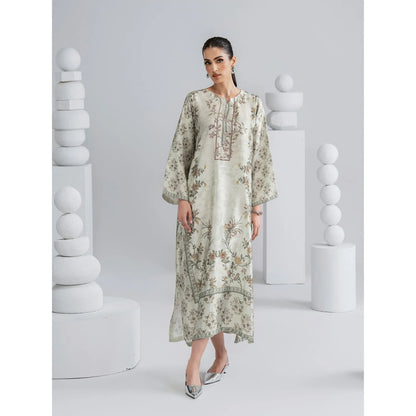 UAL-08 Printed Silk Kaftan with Trouser 2 Pc Set | Ally's