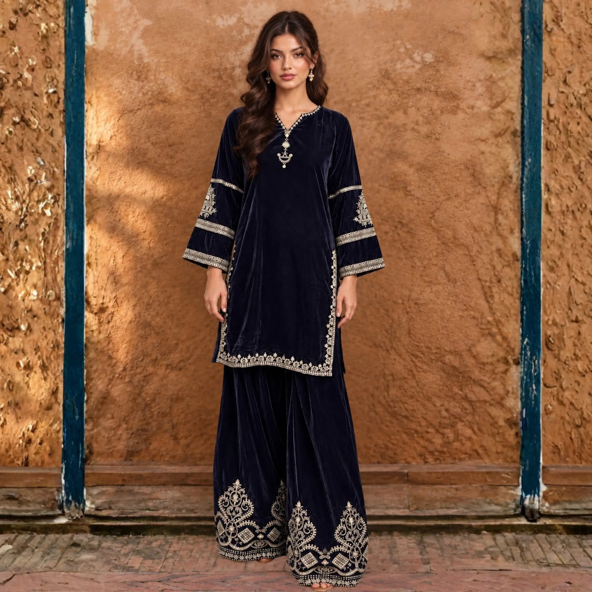 UA-315 Embroidered Farshi Shalwar Cord Set | Umnaa