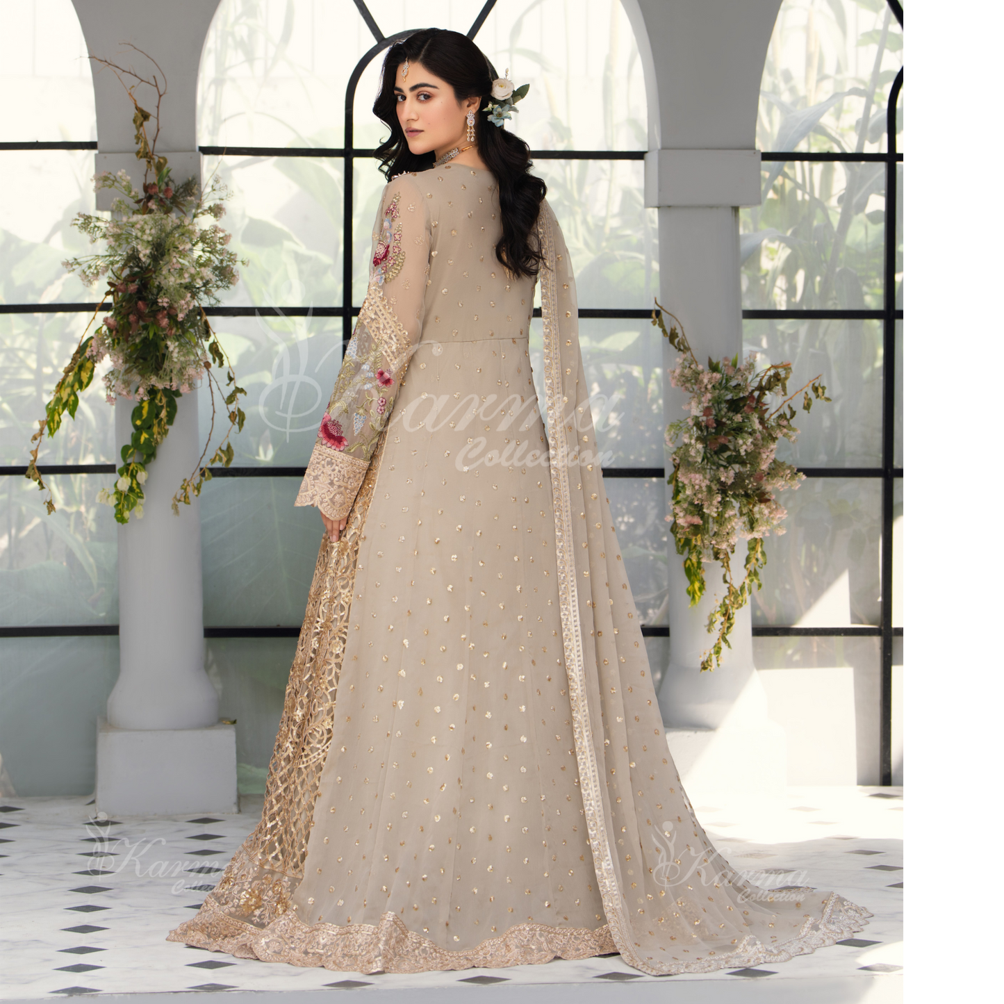 Luxury Embroidered Chiffon long Maxi with chiffon duppata  | Wedding Collection | karma Collection | UMKC01101