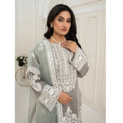 UA-53 Embroidered Viscose Linen 3 Pc Pakistani Dress | Ready to wear | UMNAA
