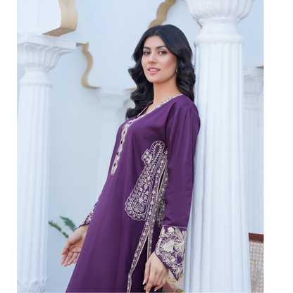 U-71 Embroidered Linen with Pockets 2 Pc Co Ord Set Dress | Ready to wear | UMNAA