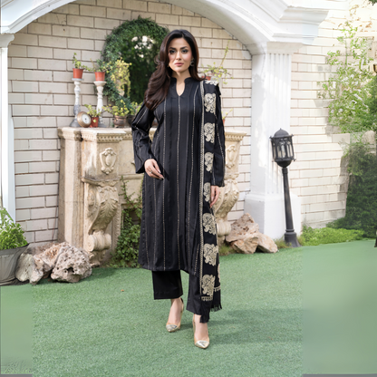 3 Pc Dhanak Dress with Embroidered Shawl | Winter Collection | Raniya.h | UMRAH0801