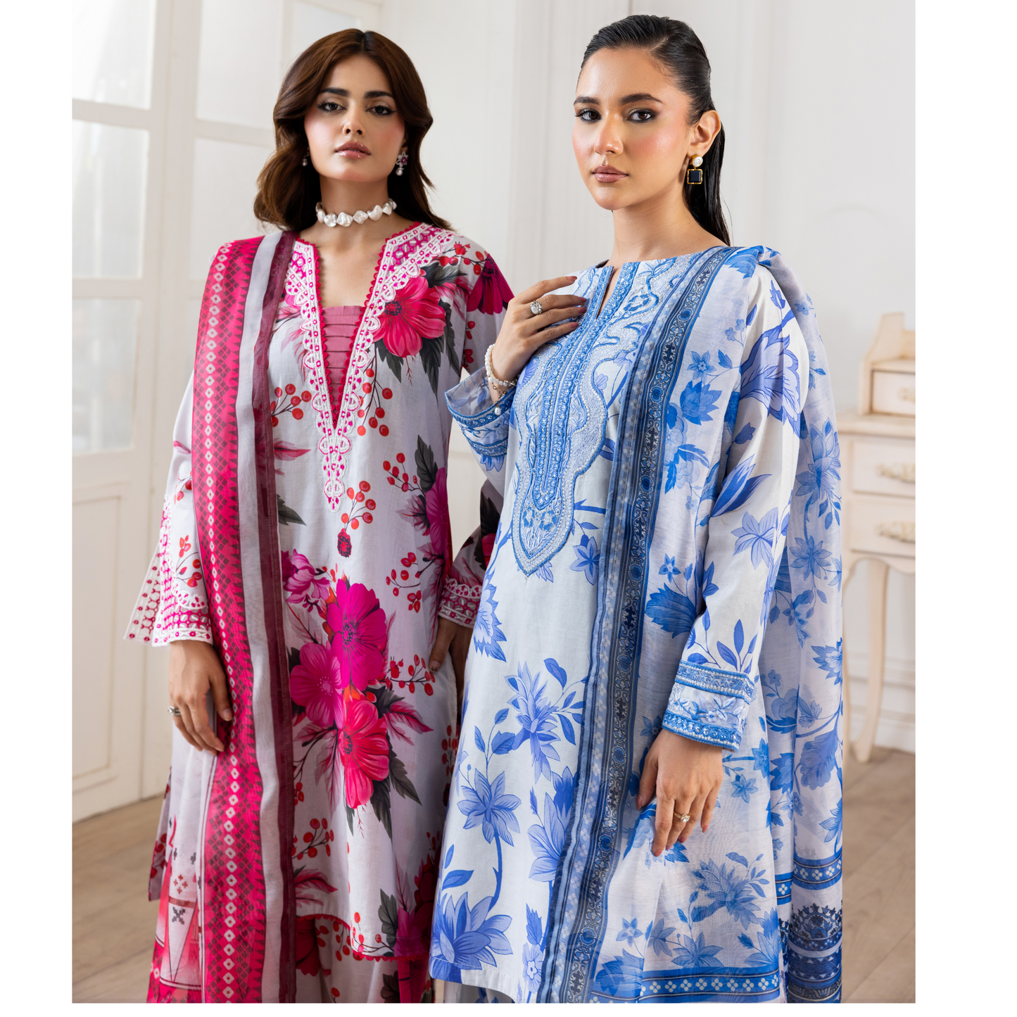 RA-15 Embroidered Trending Printed Farshi Shalwar Lawn Collection 3 Pc | Raniya.h