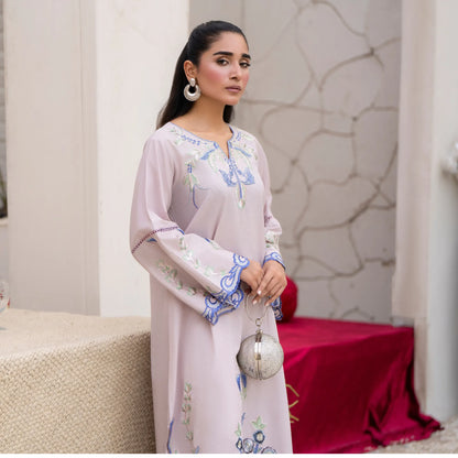 UA-247 Embroidered Cambric Cotton Kaftan Style Co-Ord Set Asian Wear | Umnaa