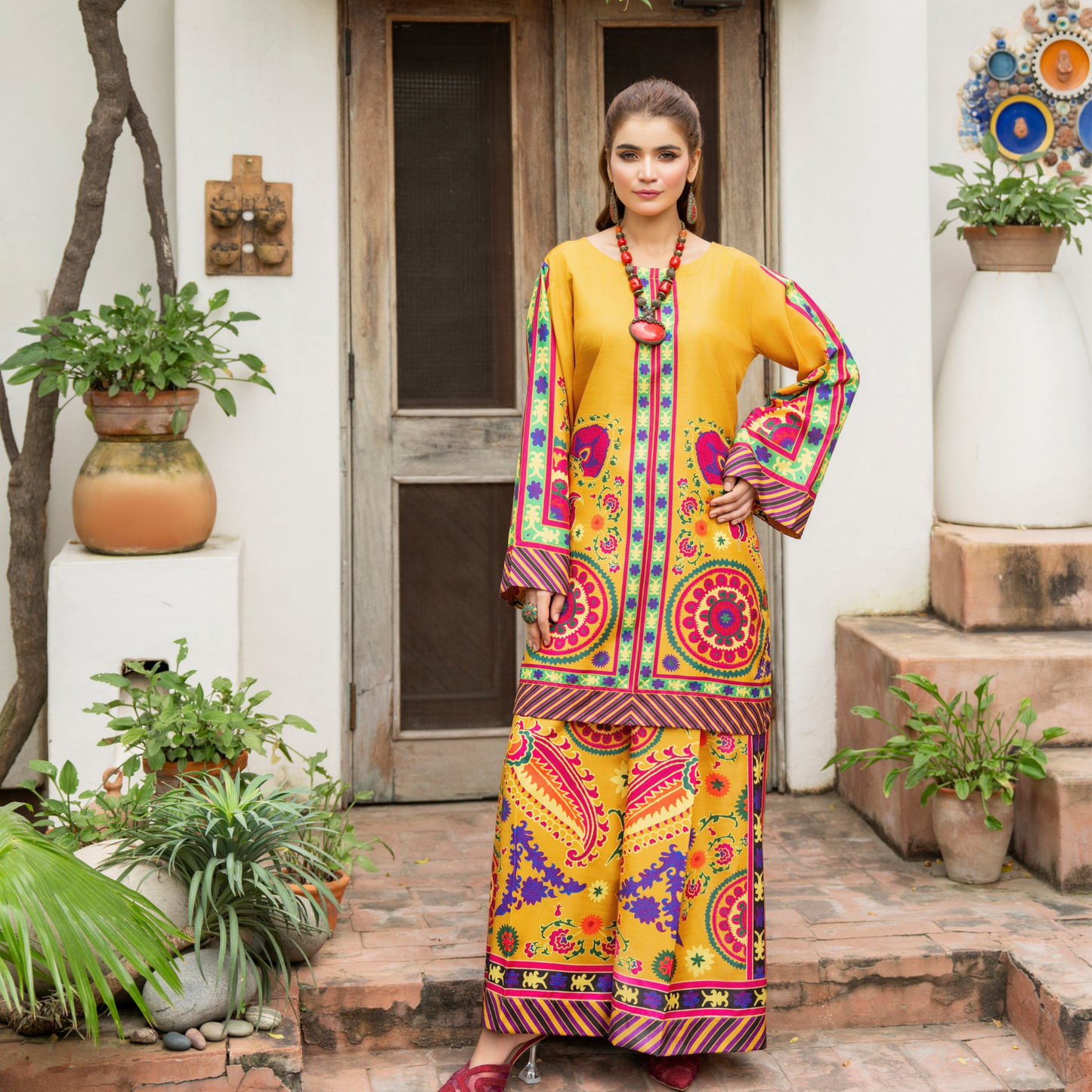 Sëleñe Raw Silk Printed Co-Ords Set by Karma Collection | Ready to Wear Modest fashion Asian