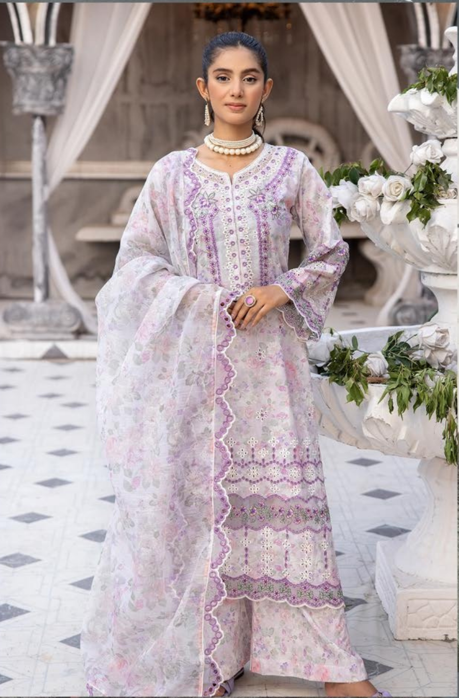 Lilac 3 Pc Chikankari Lawn Collection | SIMRANS