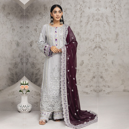 Luxury Handwork Embroidered Dress with Chiffon Dupatta 3 Pc | Winter Collection | Rangz | UMRGZ4000