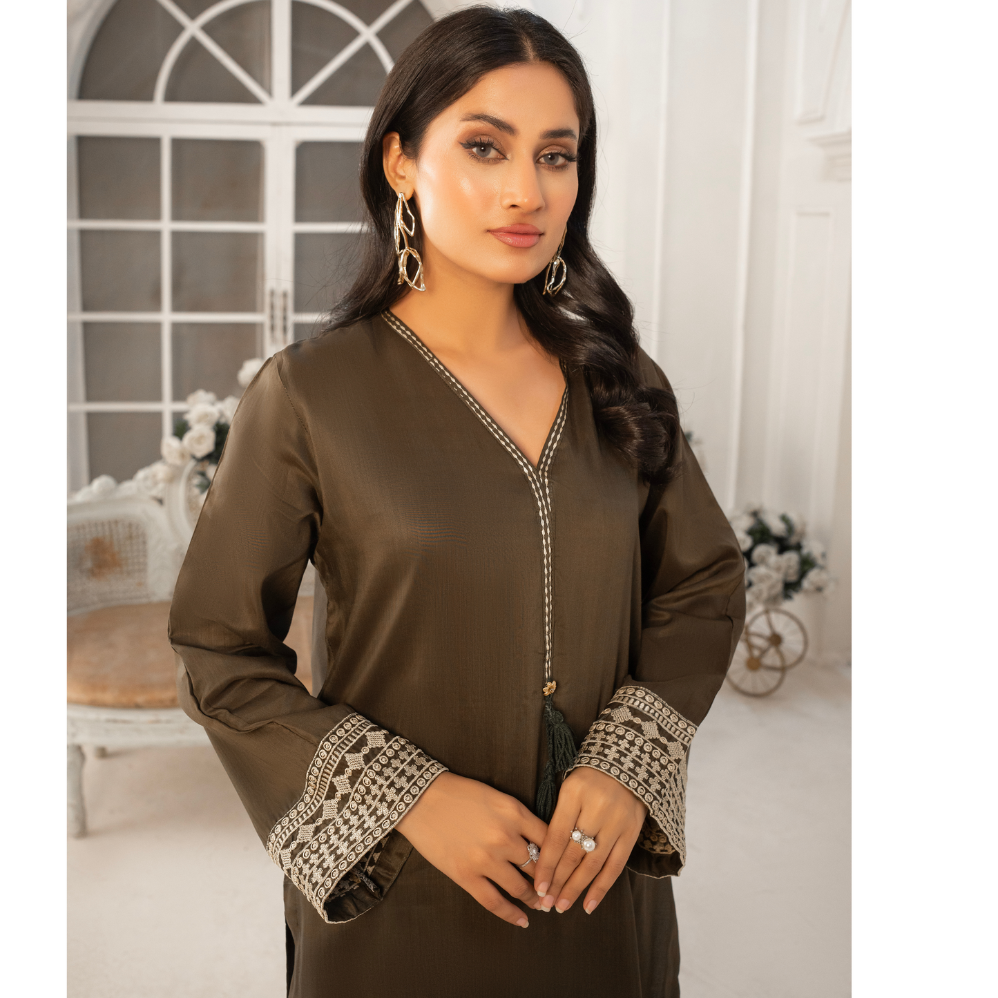 Embroidered Viscose Linen  2 Pc Pakistani Co Ord Set Dress | Ready to wear | UMNAA