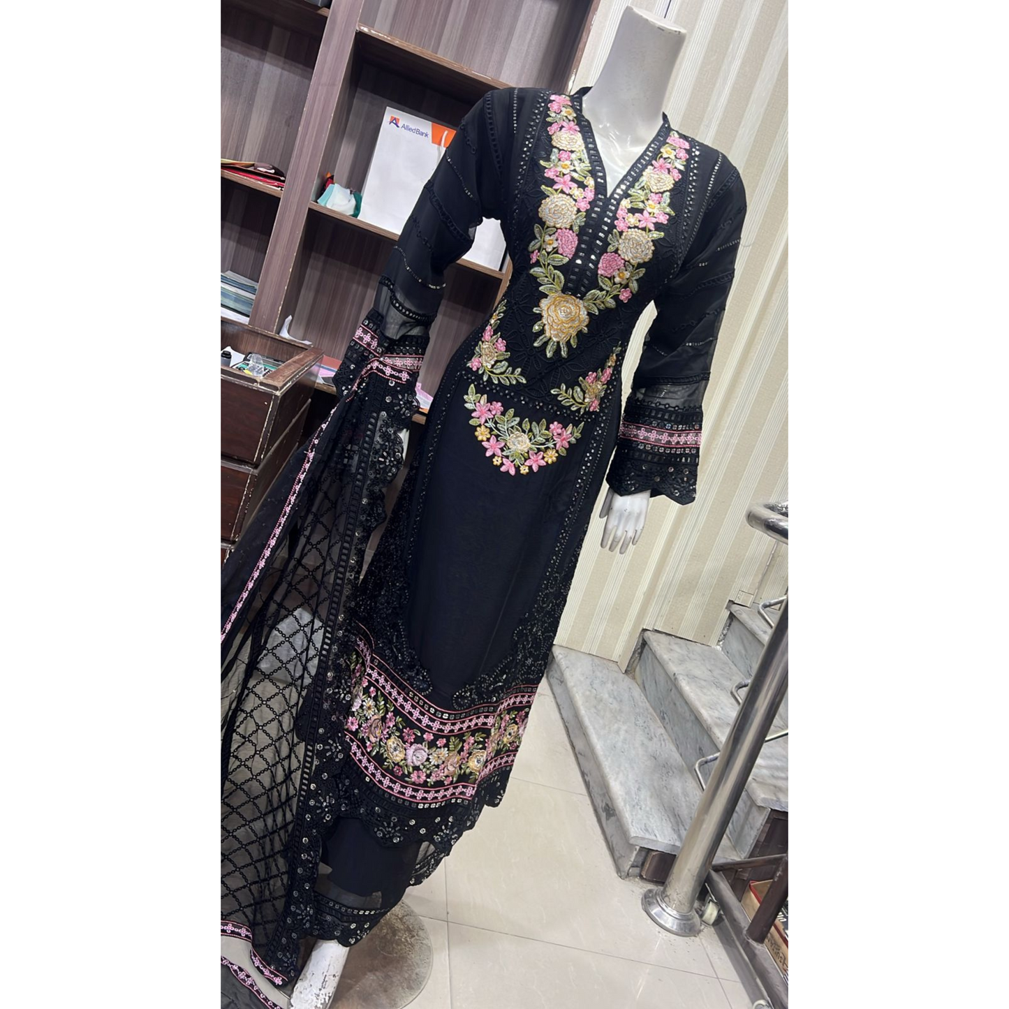 UA-52 3 Pc Luxury mother daughter Embroidered Chiffon Collection- Umnaa