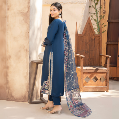 UA-60 Embroidered Viscose Linen 3 Pc Pakistani Dress | UMNAA