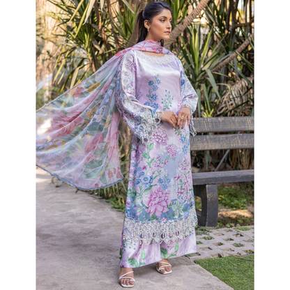 UMRZ-42 Embroidered Printed Silk Pakistani 3 Pc Dress| Ready to Wear | Rangz