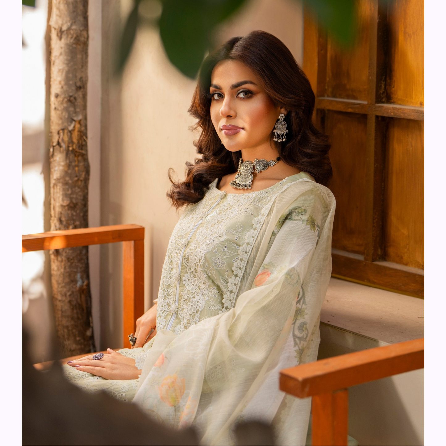 KC-1443 Embroidered Chikankari Cambric Cotton Dress Ready to Wear 3 Pc - Karma Collection