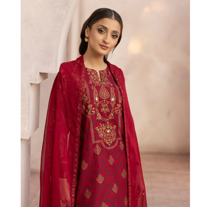 UMS-19 Embroidered Lawn 3 Pc Pakistani Dress | Ready to wear | Simrans