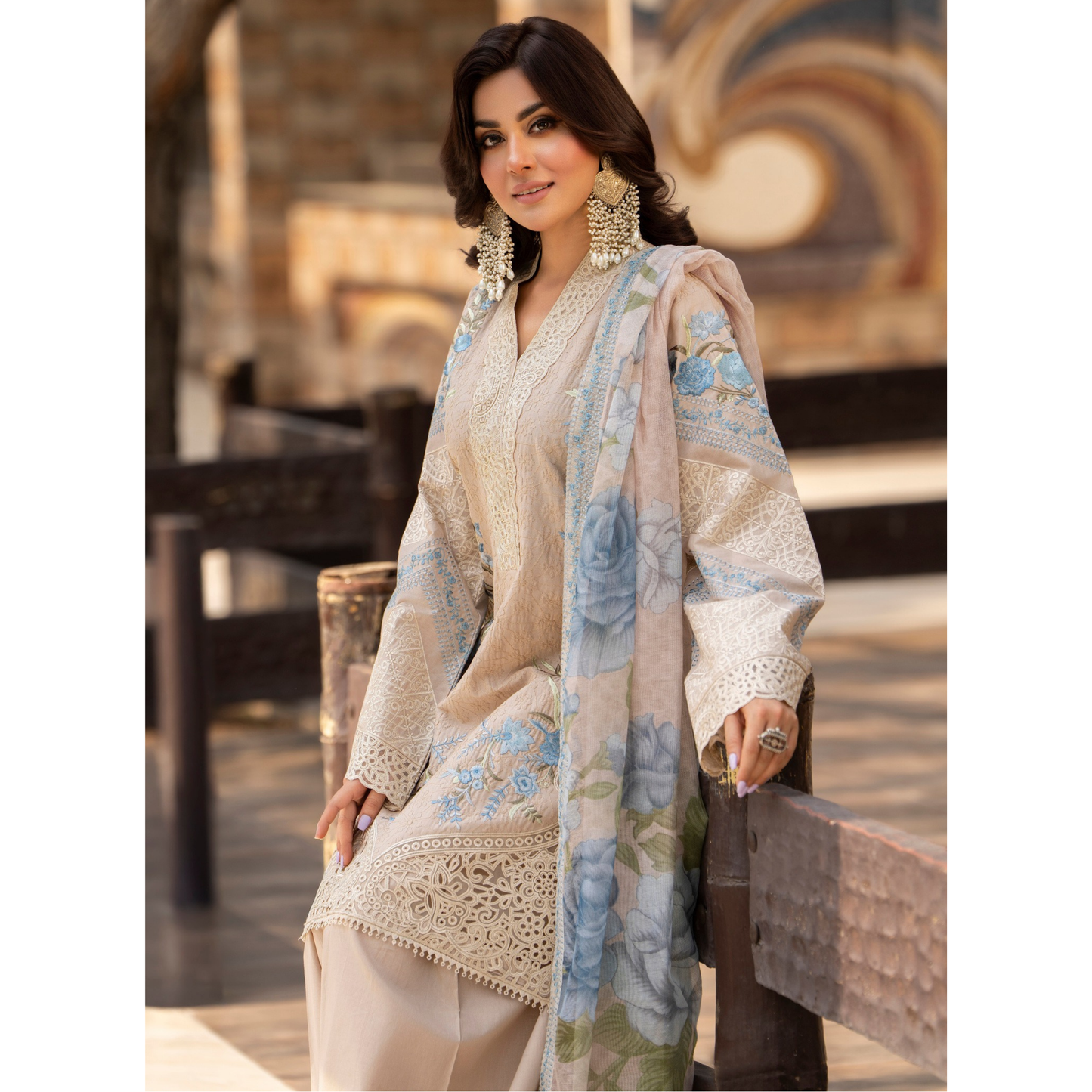 KC-1488 Chikenkari Luxury Cotton Farshi Shalwar 3 Pc Collection | Ready to Wear | Karma Collection