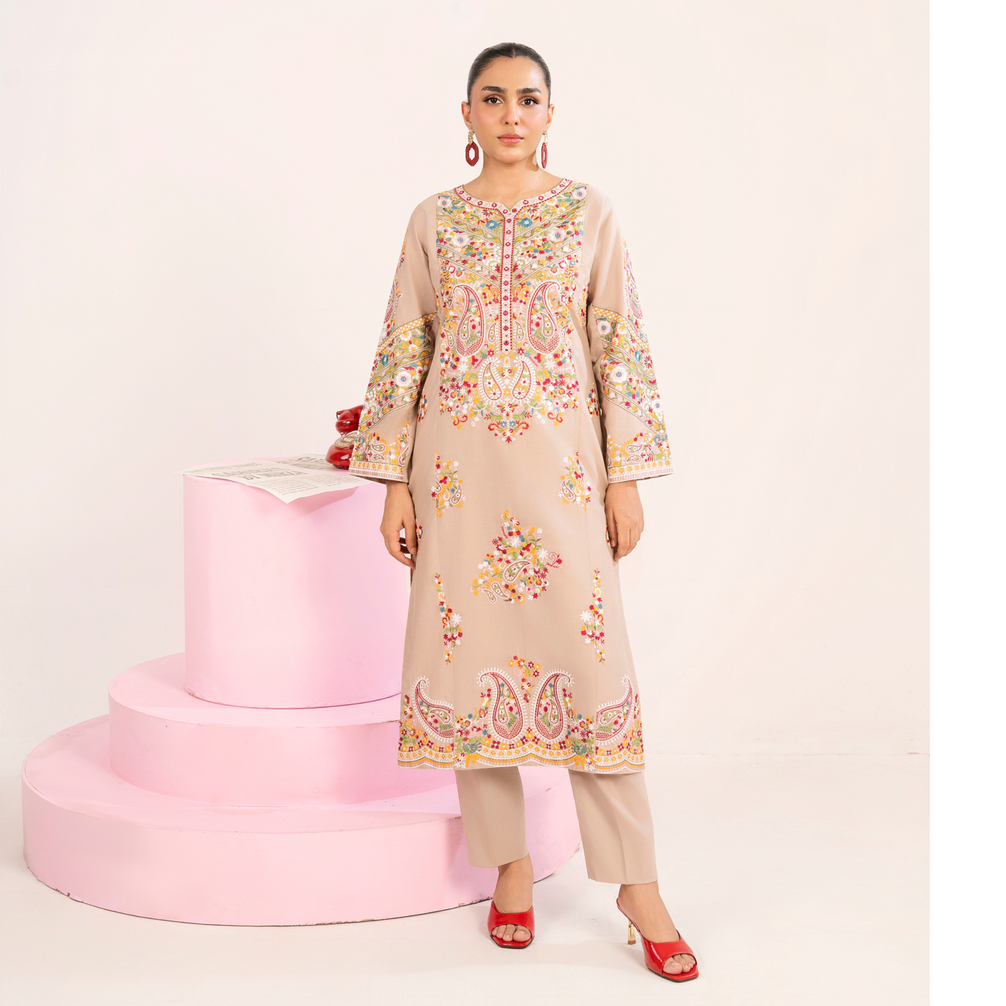 UA-118 Embroidered khaddar Co-Ords set 2 Pc Collection  | Ready to Wear | Umnaa