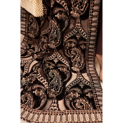 UMS-37 Hanna by Simrans Embroidered Dhanak Dress with Winter Laser Cut Shawl | Ready to Wear | Asian Clothes