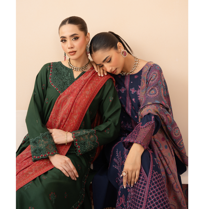 UA-140 Embroidered Dhanak Dress with Pashmina Shawl | Ready to Wear | Asian Clothes