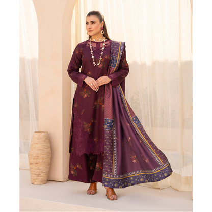 RA-24 Embroidered Printed Dhanak dress with Wool Shawl  by Raniya.h