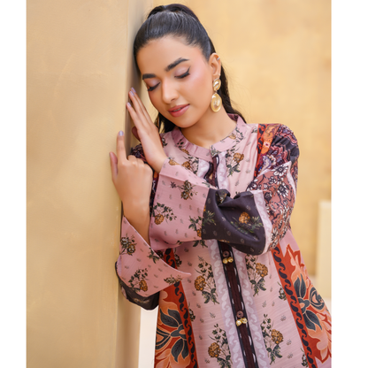 UA-157 Printed Slub Khaddar Kaftan Co-Ord Set | Winter 2 Piece Outfit