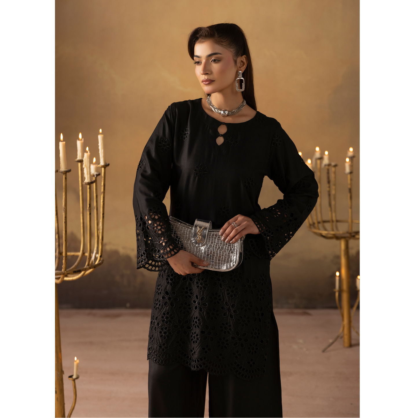 UMS-50 "Luxkari" Linen Chikenkari Co-Ords 2 pc Set by Simrans