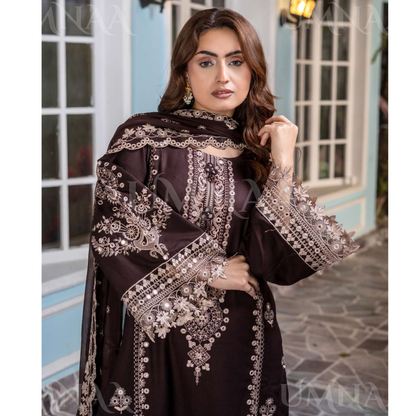 UA-159 Embroidered Dhanak Collection by Umnaa