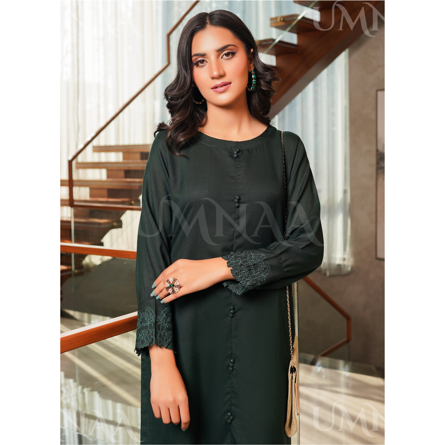 UMS-53 Solid Embroidered Dhanak Co-Ords Set | Ready to Wear | Simrans