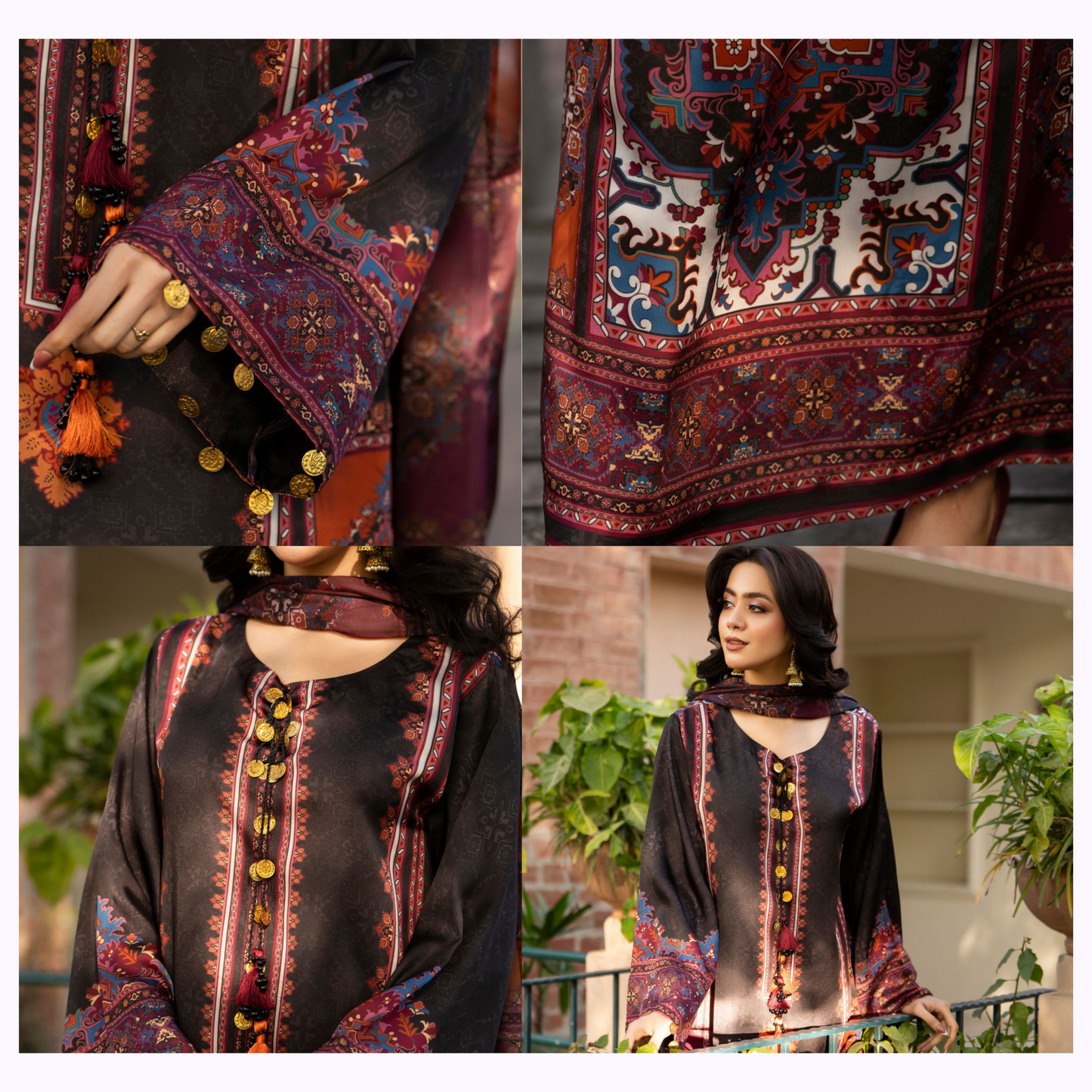 "Eliana" Embroidered Printed Shamooz Silk by Karma Collection | Asian Clothes | Eid