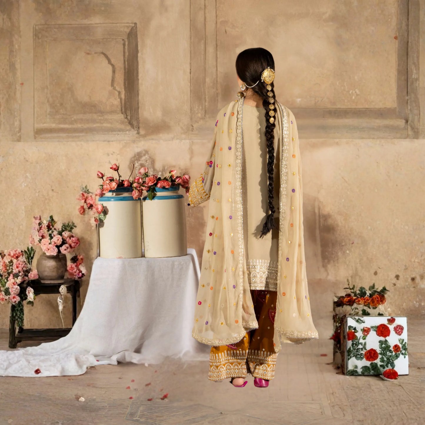 F-526 "Saj Dhaj" Embroidered Georgette Collection by Karma Collection
