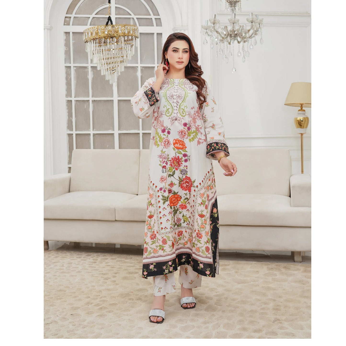 UMS-59 "Attire" Lawn Kaftan Style Co-Ords Set by Simrans