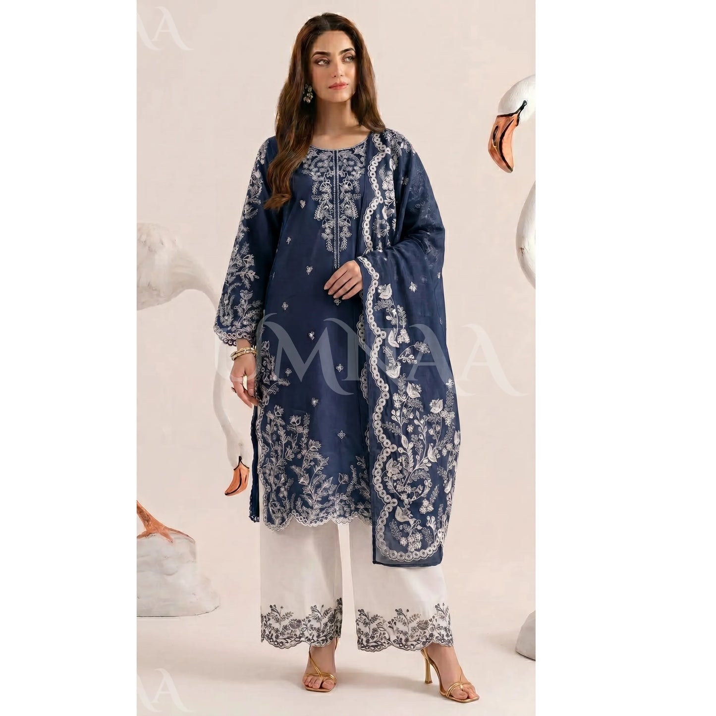 UA-190 Embroidered Cotton Collection 3 Piece | Ready to Wear | Asian clothes
