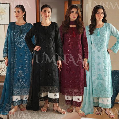 UA-192 festive Embroidered Cotton Collection with Chiffon Duppatta | Ready to Wear | Asian clothes