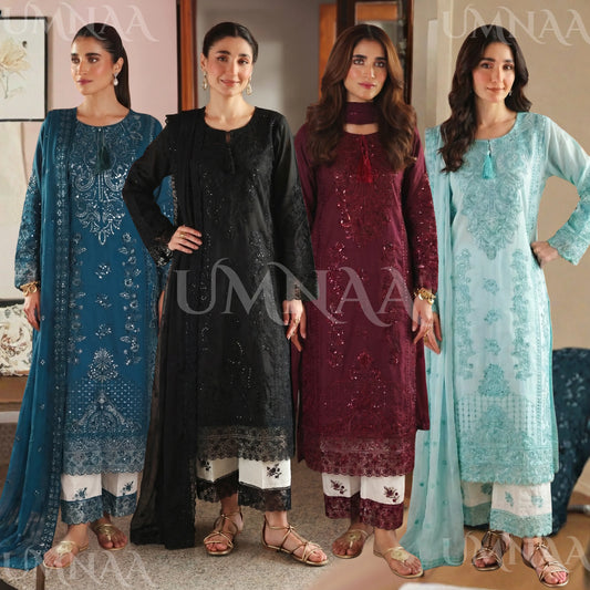 UA-192 festive Embroidered Cotton Collection with Chiffon Duppatta | Ready to Wear | Asian clothes