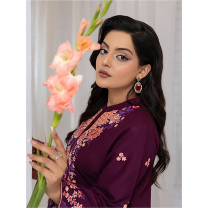 UTT-22 Embroidered Viscose Linen Kaftan Style 2 Piece Co Ord Set Collection by Traditional Thread