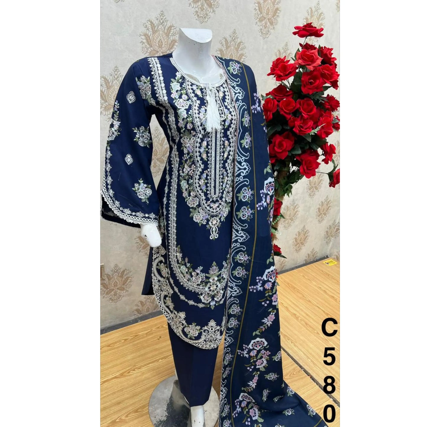 UA-193 Embroidered Cotton Collection 3 Piece | Ready to Wear | Asian clothes