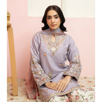 UMRZ-60 Maharani Festive Embroidered Linen with printed Sharara collection by Rangz | Ready to Wear Pakistani Asian clothes