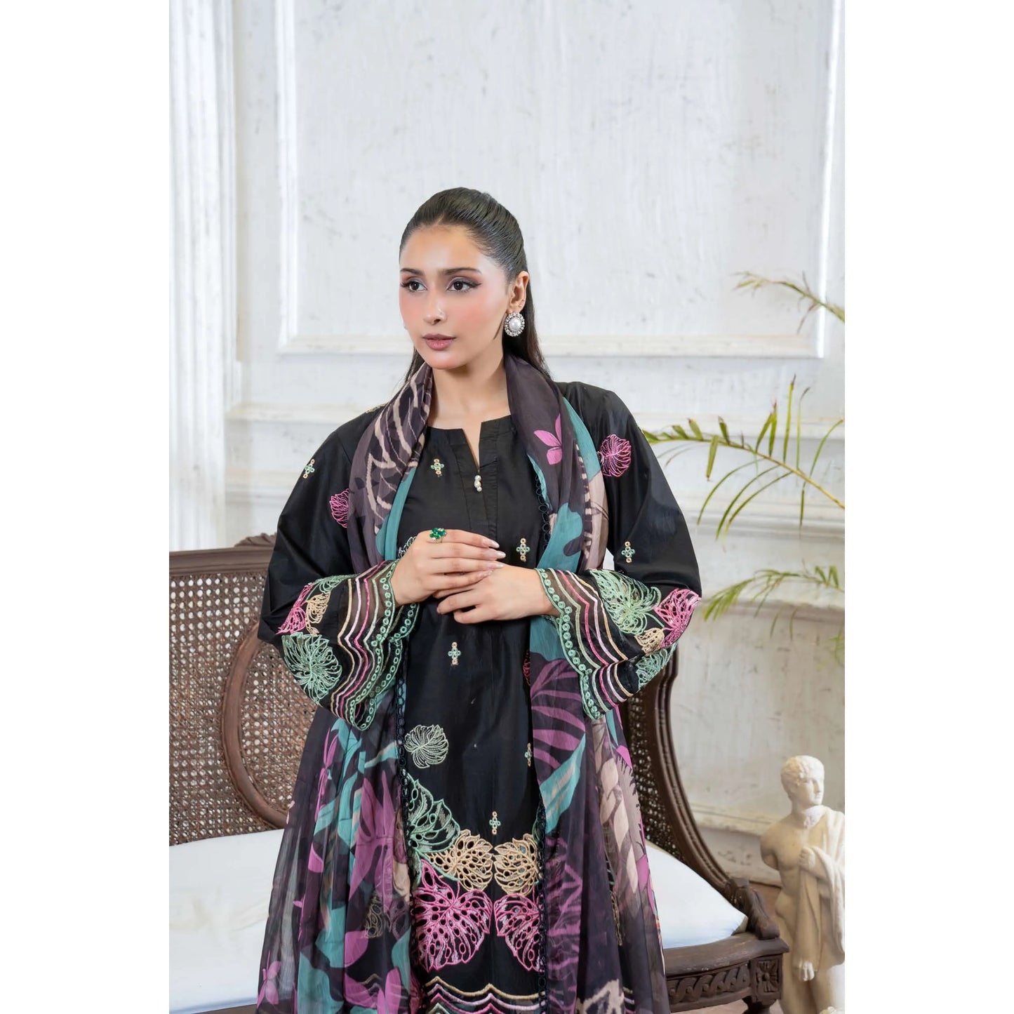 UMRZ-61 "Riwayat" by Rangz Embroidered Cotton with poly Lawn Sharara Festive collection| Ready to Wear Pakistani Asian clothes