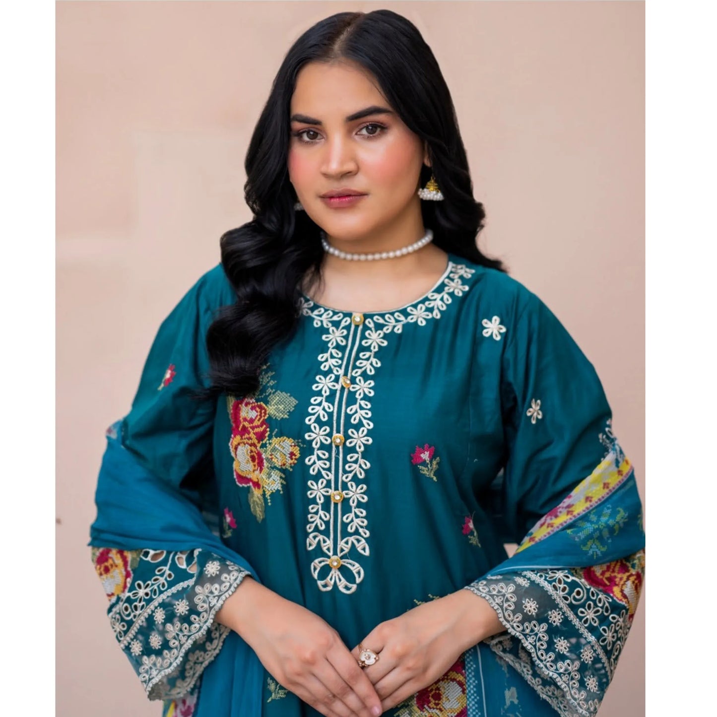 UMRZ-62 "Crimsons" by Rangz Embroidered Cotton with poly Lawn Sharara Festive collection| Ready to Wear Pakistani Asian clothes