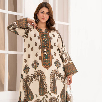 UA-215 " Printed Poly Silk Lawn Kaftan Style Co Ord Set Collection by Umnaa | Ready to Wear Pakistani Asian clothes