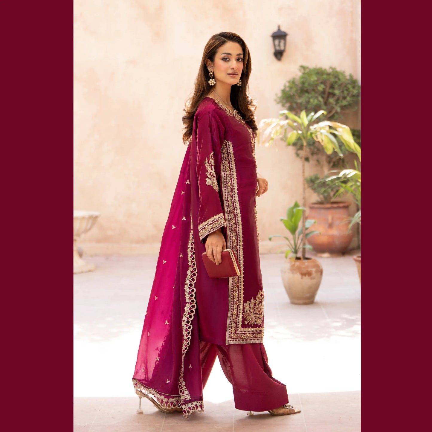 RA-36 Embroidered Sheesha Silk 3 Piece Suit | Premium Embroidered Silk Dress with Dupatta | Women's Party & Festive Wear
