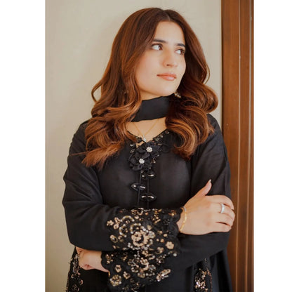 UA-336 Women's Embroidered Raw Silk Dress 3 Piece Festive & Party Wear Suit by Umnaa