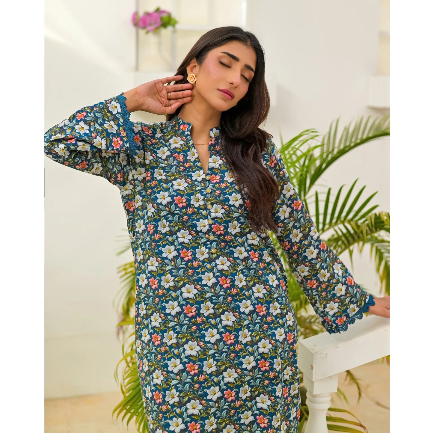 UA-248 Printed Lawn 2 Piece Co-Ord Set | Soft Breathable Summer Outfit | Casual Matching Shirt & Trouser Set by Umnaa
