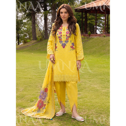 UA-270 Embroidered Cambric Cotton with Tulip Style Shalwar | Umnaa
