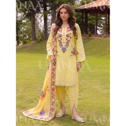 UA-270 Embroidered Cambric Cotton with Tulip Style Shalwar | Umnaa