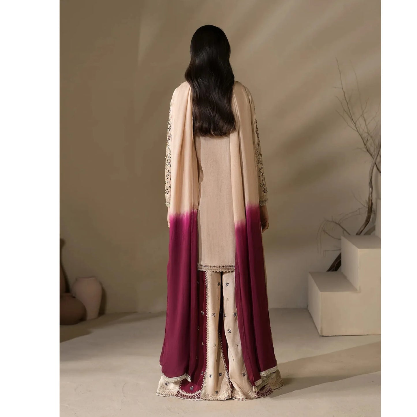 UA-282 Embroidered Raw Silk Luxury Sharara Collection | Umnaa