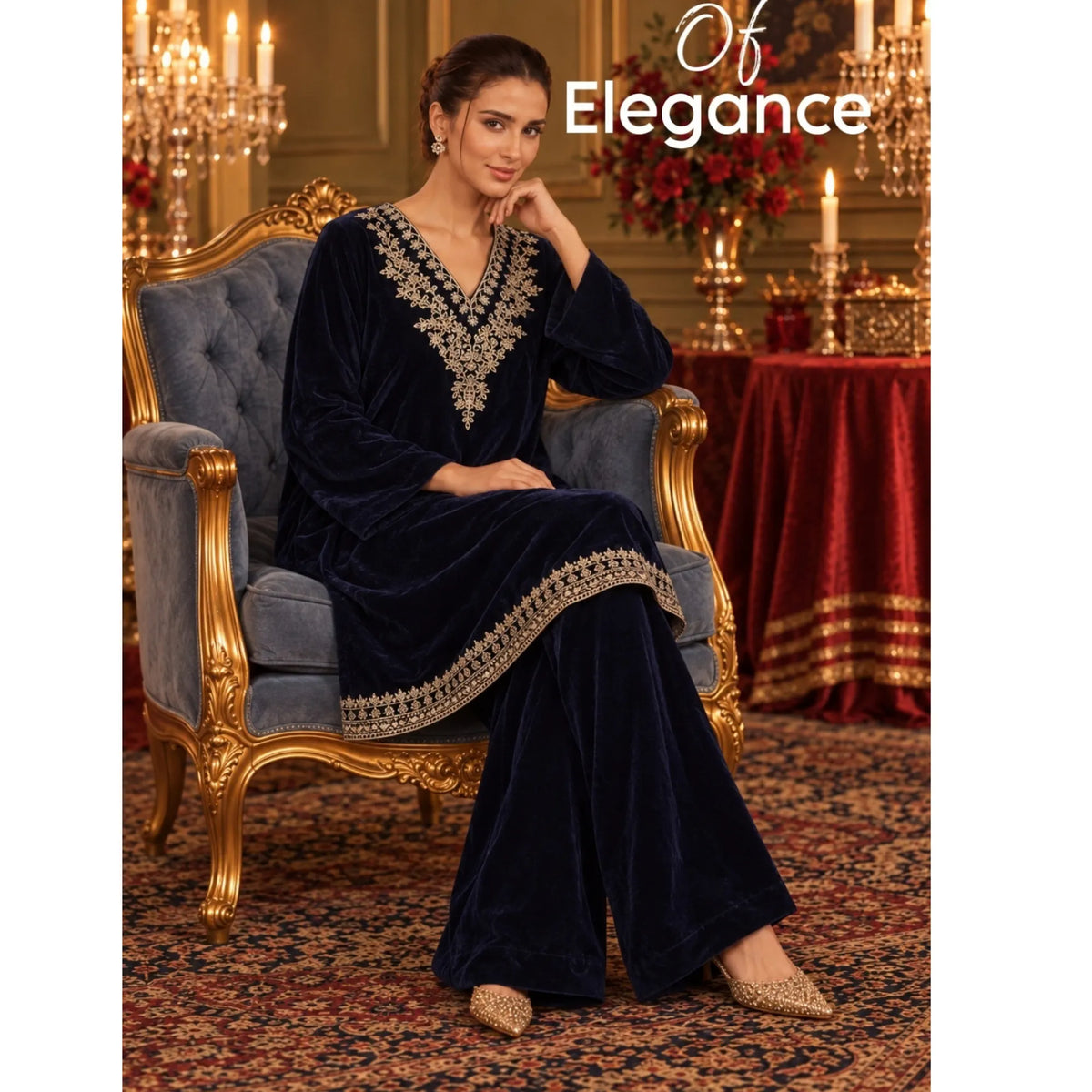 RA-42 Mehr-e-Noor Luxury Velvet Co-Ords | Raniya.h