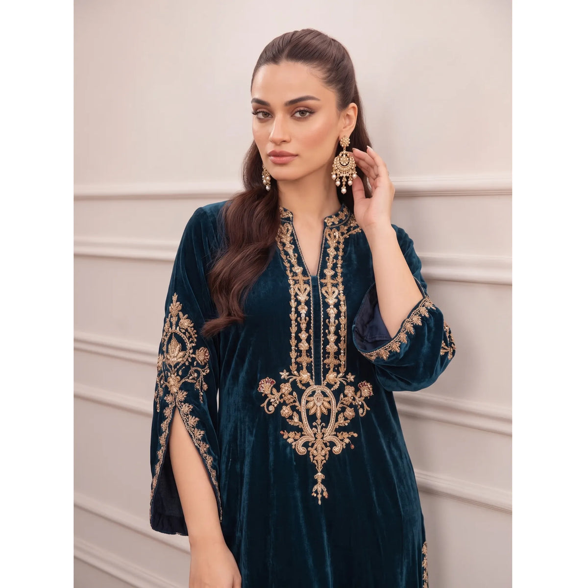UA-316 Luxury Velvet Kaftan Style Co-Ord Set | Umnna