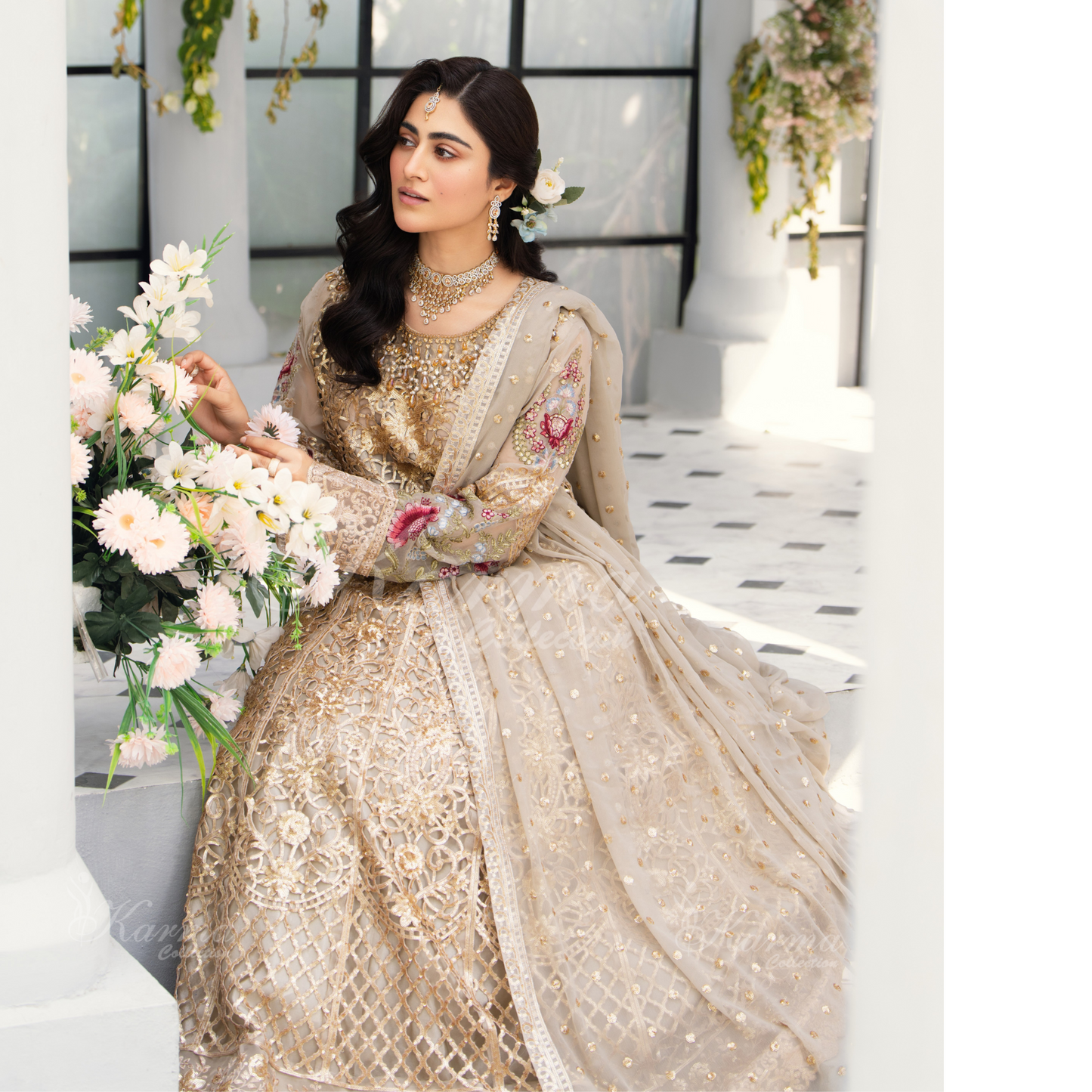 Luxury Embroidered Chiffon long Maxi with chiffon duppata  | Wedding Collection | karma Collection | UMKC01101
