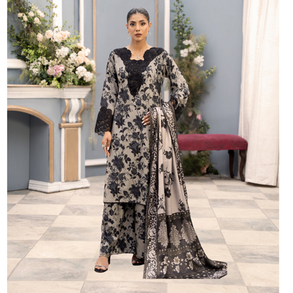 (Multi) Embroidered Printed Dhanak Dress with Dhanak Shawl | Winter Collection | Raniya.h