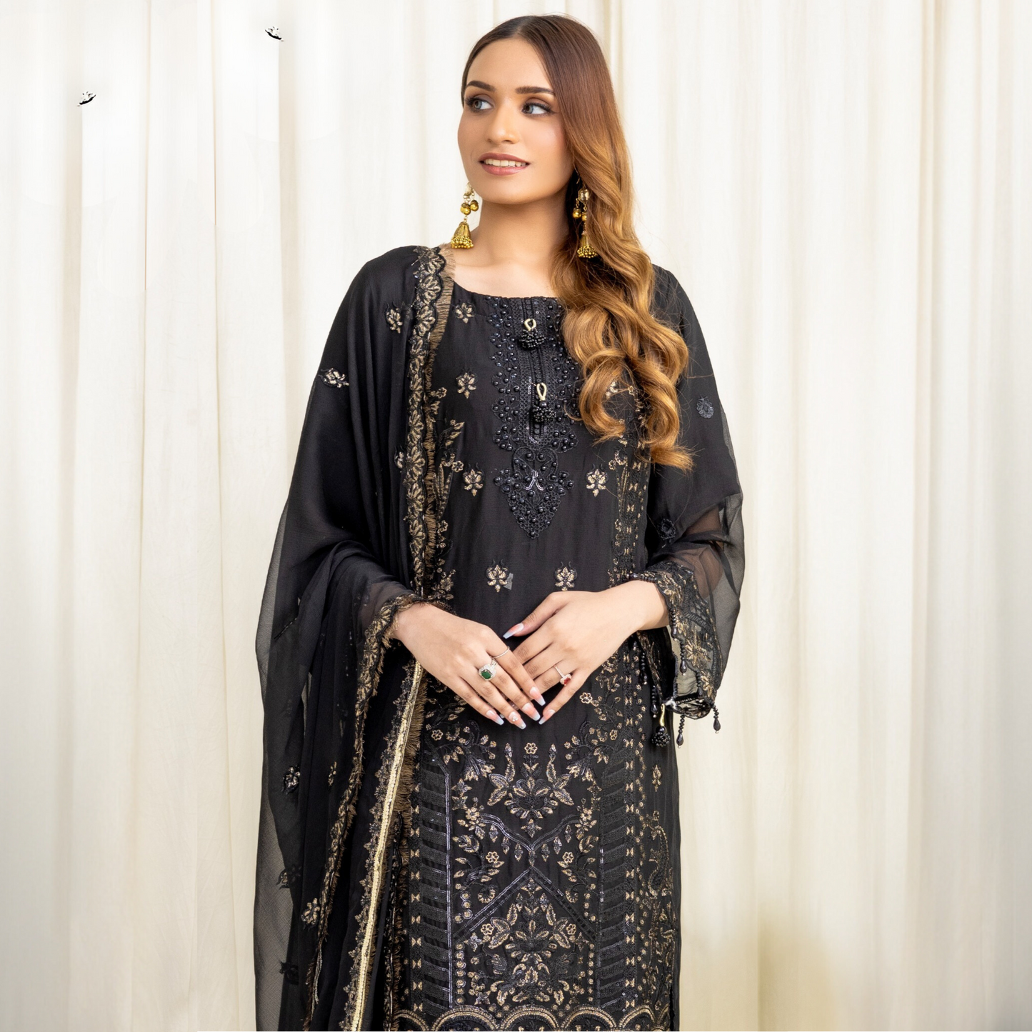 Luxury Embroidered Chiffon Dress 3 Pc | Winter Collection | Rangz | UMRGZ3601