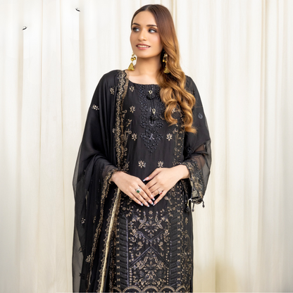 Luxury Embroidered Chiffon Dress 3 Pc | Winter Collection | Rangz | UMRGZ3601